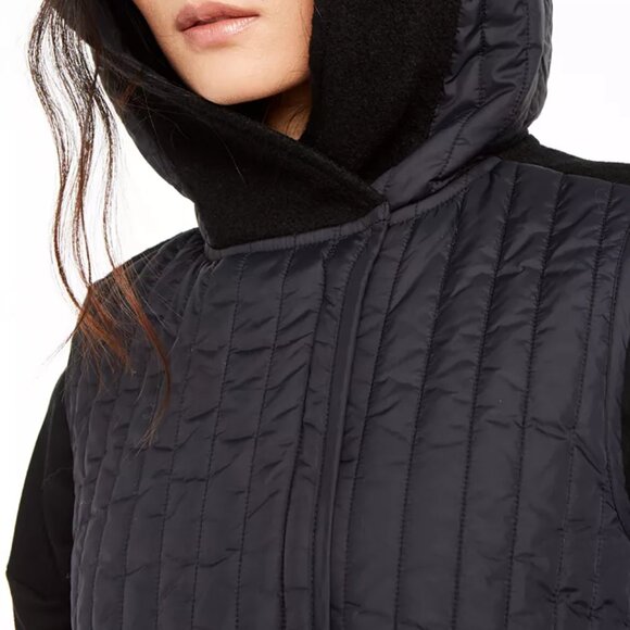 Eileen Fisher Black Quilted Hooded Vest Women's Sz S B23 - Picture 8 of 16